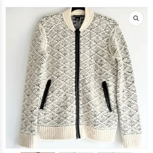 Women Sweaters Club Monaco Zip-Up Wool Alpaca Blend Bomber Style XS